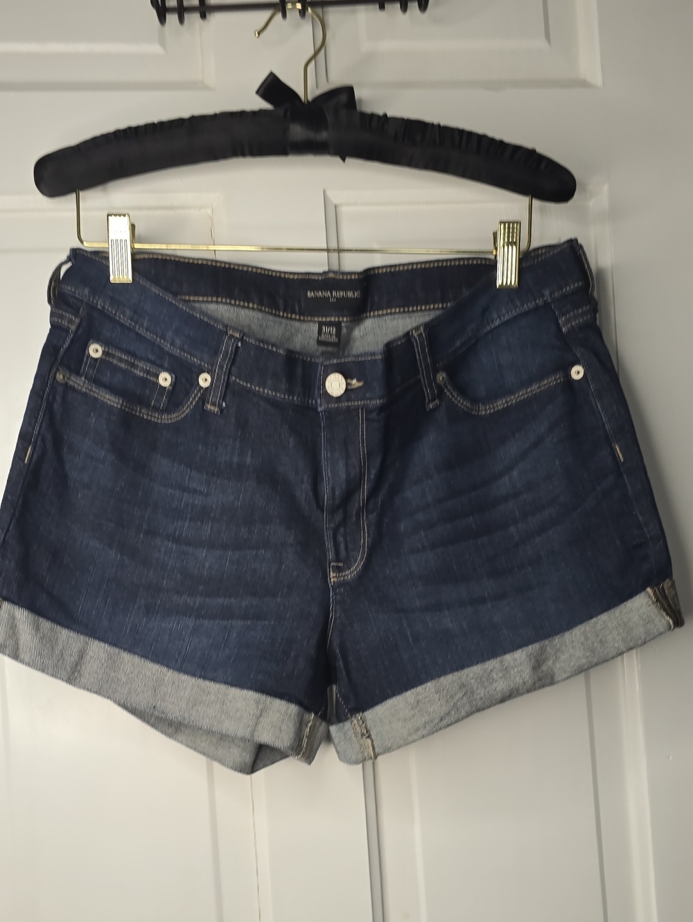 Banana Republic Dark Blue Cuffed Denim Shorts